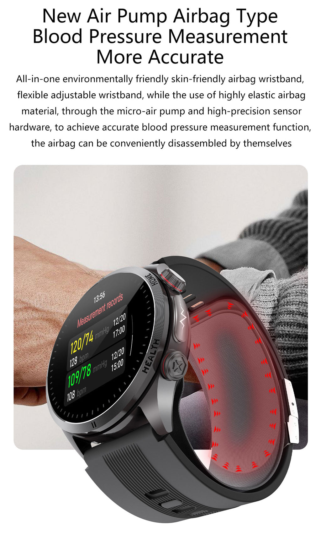 W8 Air-Pump Wellness Watch with ECG